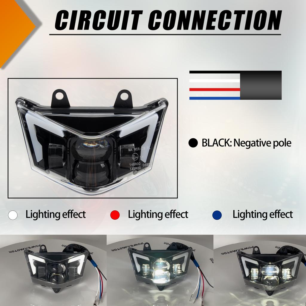 For Kawasaki Motorcycle LED Headlamp With Hi-Lo Beam Motocross Headlight D-Tracker 125 KLX125 150 2010-2016 KLX450R 2008-2026