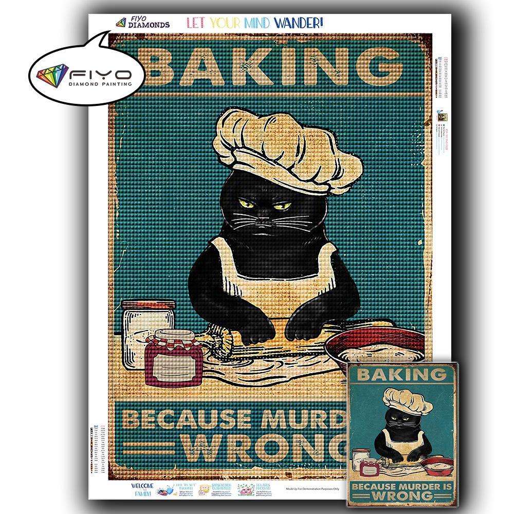 5D DIY Diamond Painting Black Cat Diamond Embroidery Vintage Cartoon Cross Stitch Picture Of Rhinestones Home Decor