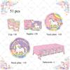 Girl Unicorn Birthday Party Decoration Disposable Tableware Paper Plate Cup Tablecloth Unicorn Theme Birthday Party Decor Suppl