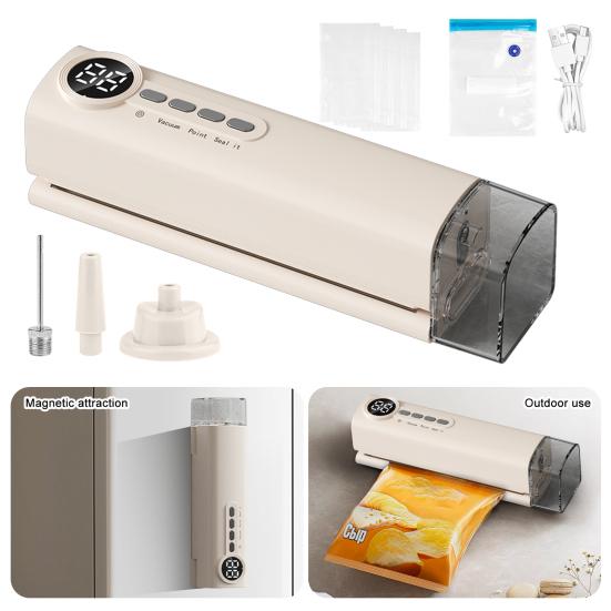 Cordless Mini Vacuum Sealer Digital Display Strong Suction Easy To Use Multi-purpose Heat Sealer Rechargeable Food Bag Sealer