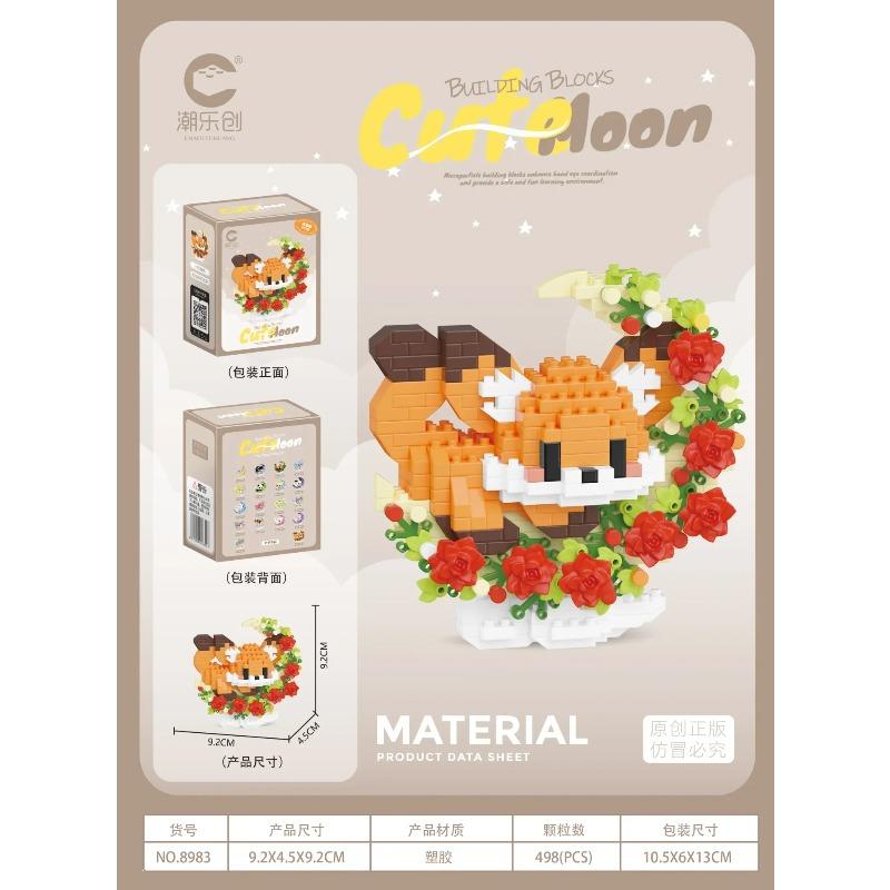 Kawaii Panda Cat Flower Moon Cartoon Building Blocks Toy Assembly Model for Girls Kids Christmas Gift
