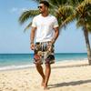 Men's Casual Corduroy Drawstring Shorts Hawaiian Style Floral Dog Print Lightweight Comfortable Fit Summer Beachwear