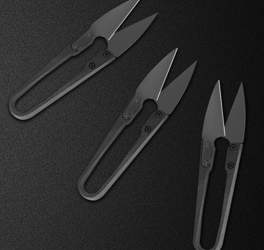 U Type Spring Yarn Scissors Sharp Forged Steel Small Scissors Handcraft Fishing Line Cutter