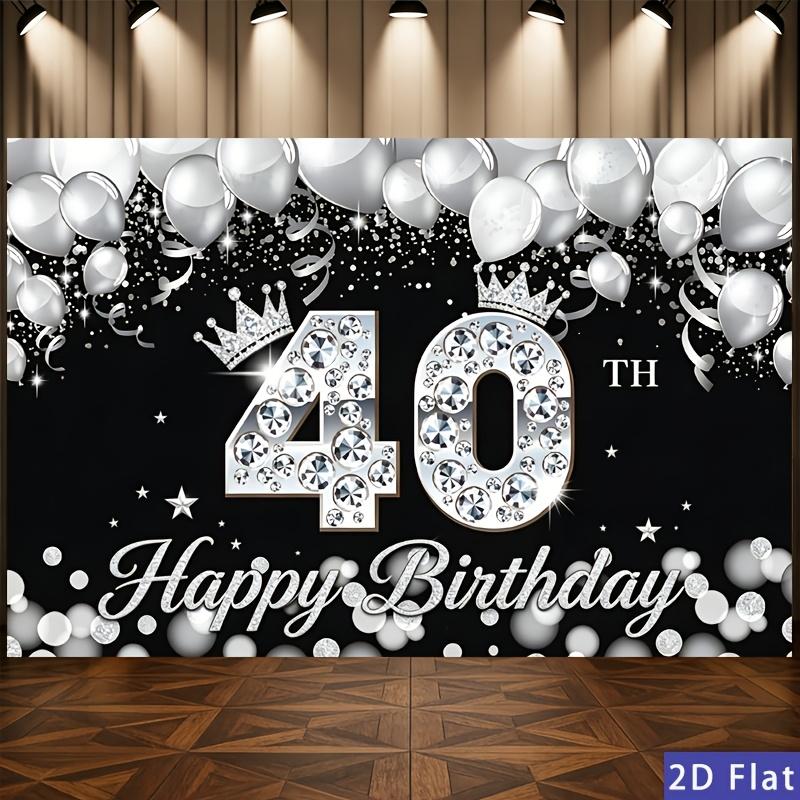 2D flat banner 1 piece banner Crown in black and silver 40th birthday Polyester background clothzyc