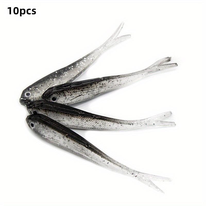 

10 шт. Маленькая серая рыбка, Бионическая мягкая рыбка, Мягкая приманка с вильчатым хвостом, Рыболовные снасти 10PCS