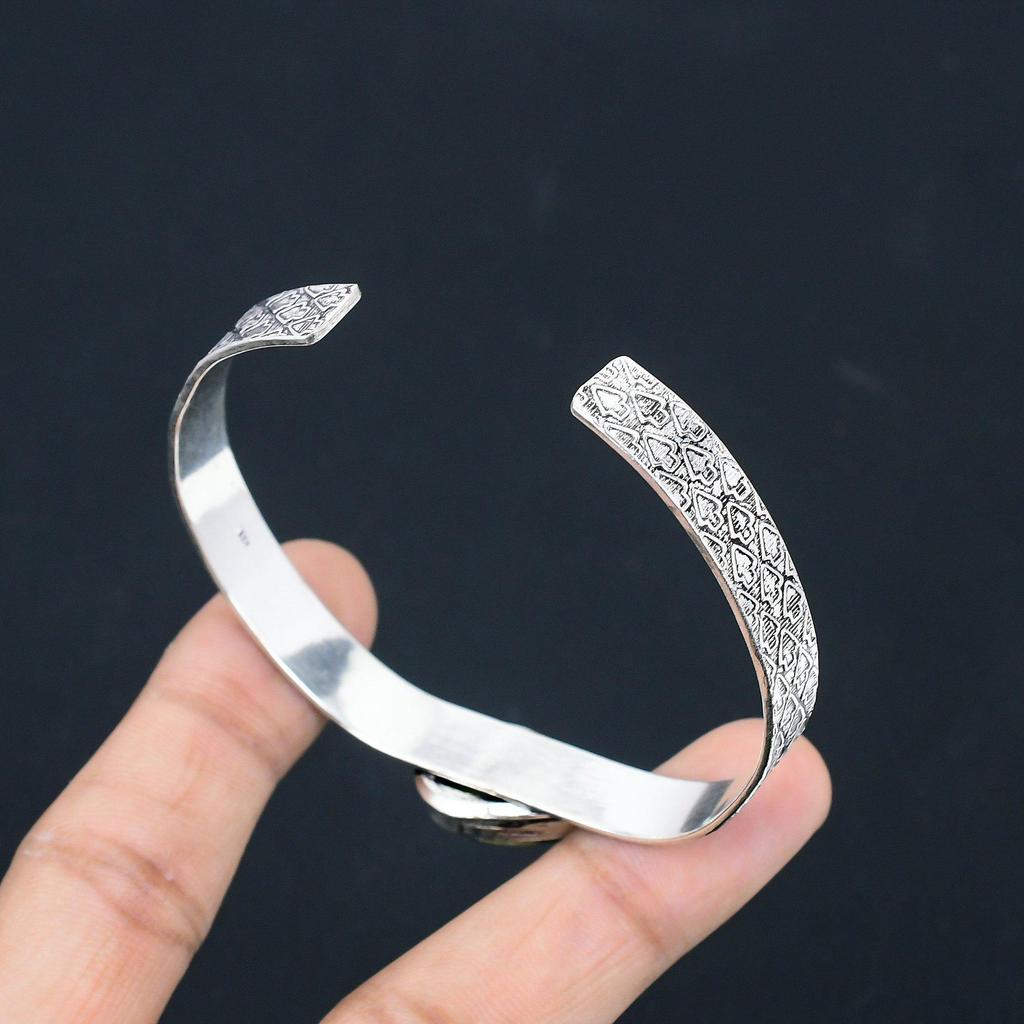 925 Silver Pear Natural Atlantisite Daughter Birthday Wedding Anniversary Bangle