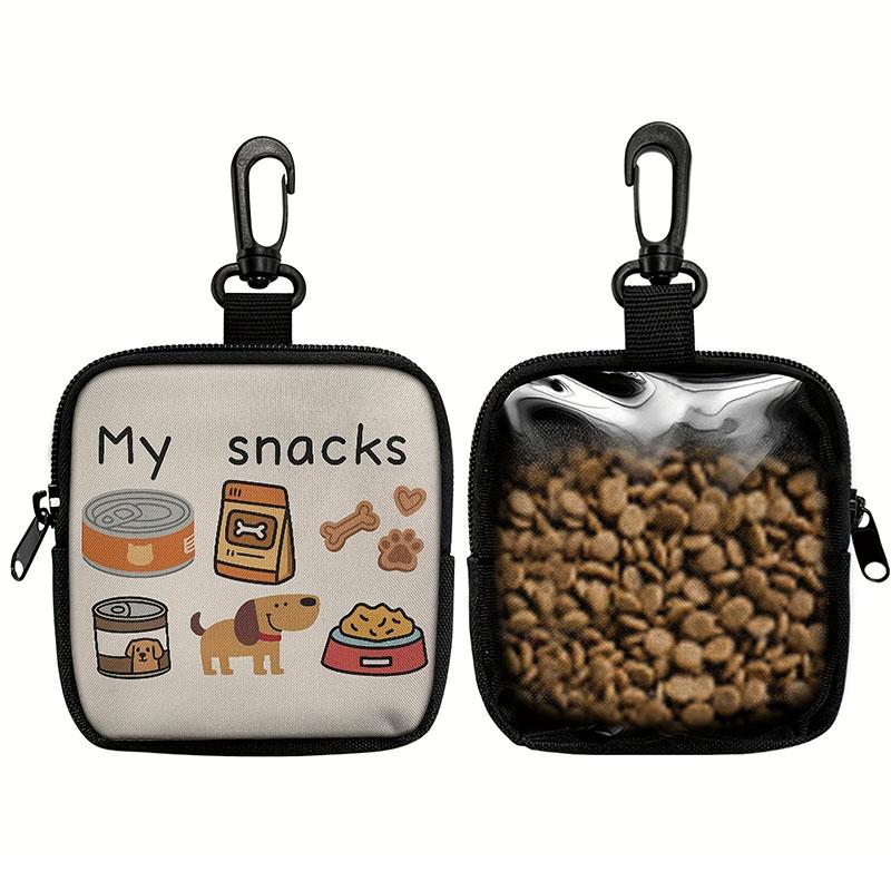1pc Dog Print Dog Treat Bag with Hook and Zipper - Pet Training Set, Puppy Pet Training Walking Bag,Dog Training Accessories
