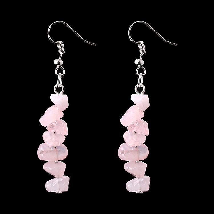 Irregular Natural Crystal Stone Beaded Earrings Multicolor Stone Diy Fringed Earrings E05