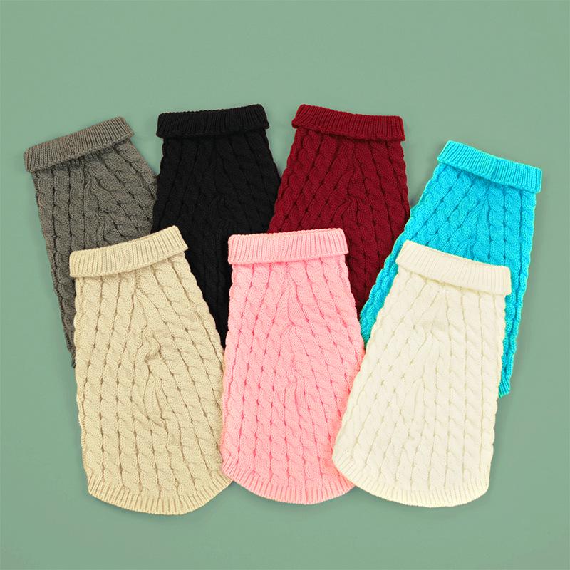Autumn/Winter Candy Color Cable Knit Sweater for Dogs - Cute Solid Pullover