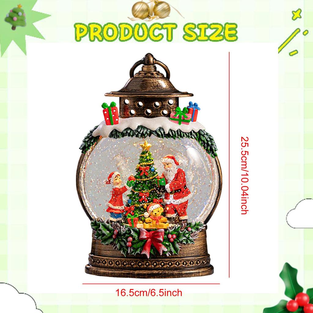 Christmas Snow Globe Craft Gift with Music & Light Glittering Music Box Santa Carriage Ornament for Holiday Decor Xmas Gift