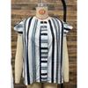 Women's Summer Top Color Stripes Patchwork Shirt Lotus Leaf Flying Sleeve Sleeve Shirt Top