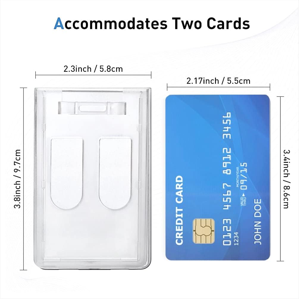 20 Pack Heavy Duty ID Badge Holder 2 Sided Hard Plastic Transparent Badge Holder Access Vertical Badge Holder Credit Card Protector with Thumb Slot