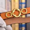 Fashion Leather 2.5cm Width Women's Belt Vintage Metal Oval Buckle Waistband Belts for Pants Jeans Luxury Designer Belt