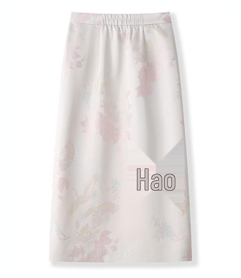 2026 New Chinese Style Embroidered Slit Midi Skirt for Women - Slimming, Hip-Hugging, Ideal for Spring and Autumn