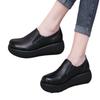 Middle heel wedge deep mouth single shoes women's autumn 2025 new round head comfortable thick sole waterproof table large size work leather shoes