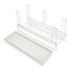 Space Saving Stainless Steel Utensil Drying Rack with Drainage Tray for Kitchen Sink Cabinets and Drawer Organization
