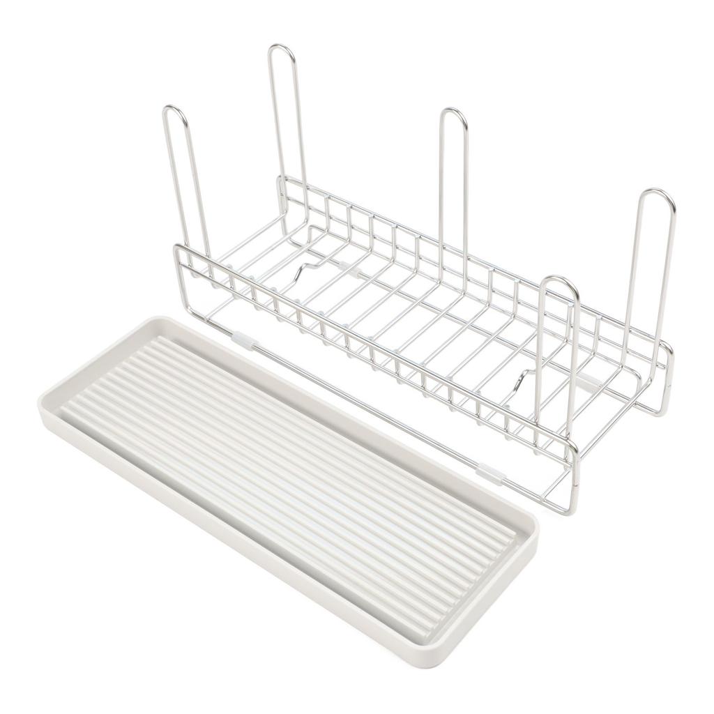 Space Saving Stainless Steel Utensil Drying Rack with Drainage Tray for Kitchen Sink Cabinets and Drawer Organization