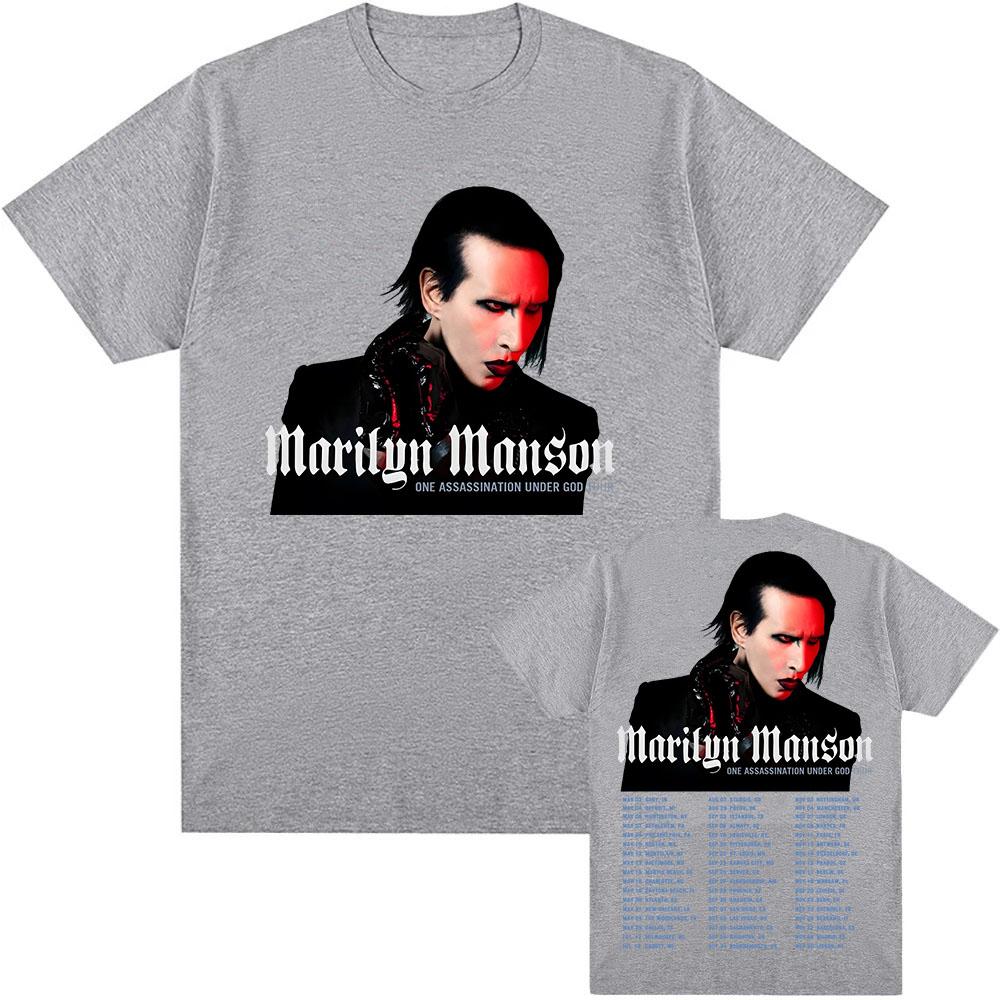 ONE ASSASSINATION UNDER GOD TOUR 2025 T-shirt Marilyn Manson Bedrukte T-shirts Katoen Zomer Mannen Unisex Streetwear Herenkleding