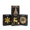 12pcs StoBag Christmas paper tote bags black and gold gift bags for holiday party favors shopping and retail packing candy cake