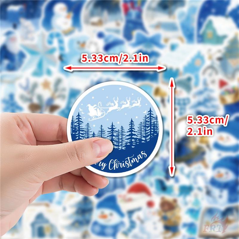 50Pcs/Set Blue Merry Christmas Series 03 Stickers DIY Fashion Waterproof Doodle Decals Stickers