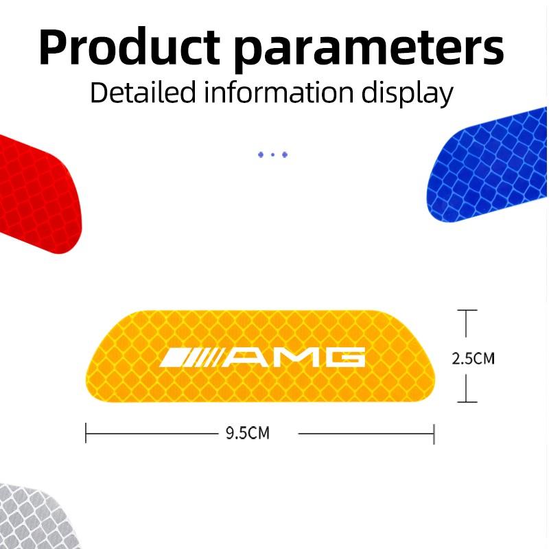 4XCar Door Reflective Stickers Safety Warning Mark Accessories For Mercedes Benz AMG W206 W204 W205 W212 W213 W221 W222 W223 AW1
