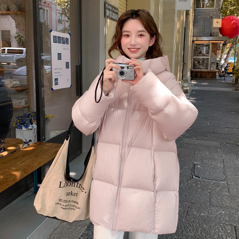 Women's Mid-length New Thickened Hooded Cotton-padded Jacket for Small People, Cotton-padded Jacket