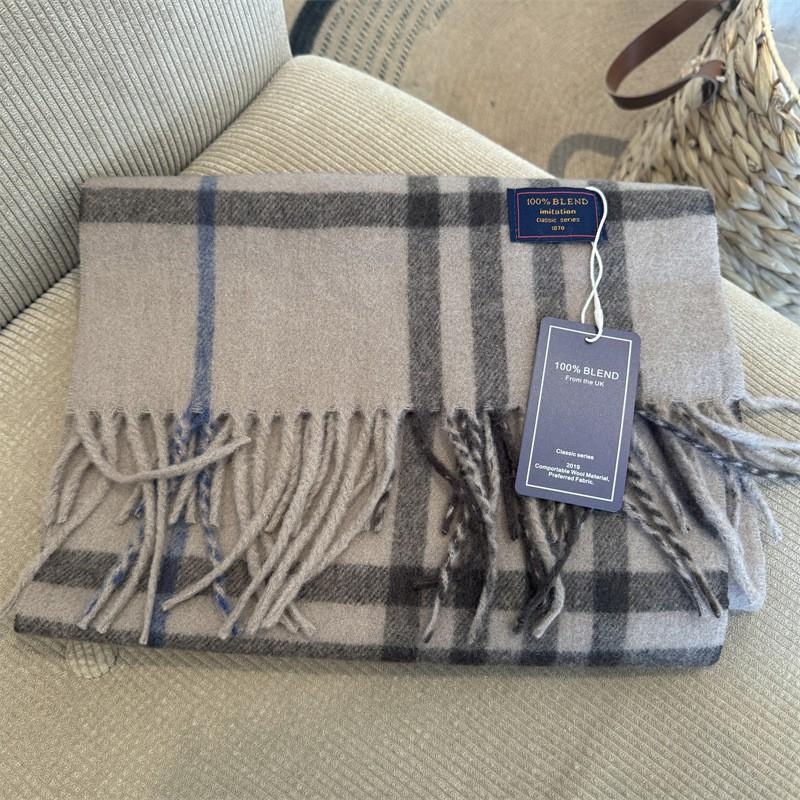 Premium Knitted Wool-Feel Plaid Scarf Men Women Winter Warm Neck Wrap Unisex Fashion Accessory