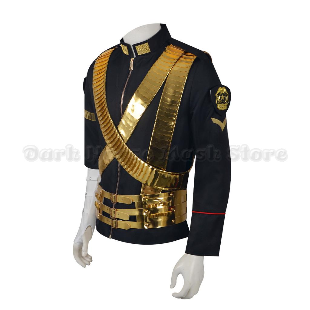 Michael Joseph Jackson Classic JAM Jacket & Metal Belt Bullet Punk Exactly Same High Collection Halloween Costumes