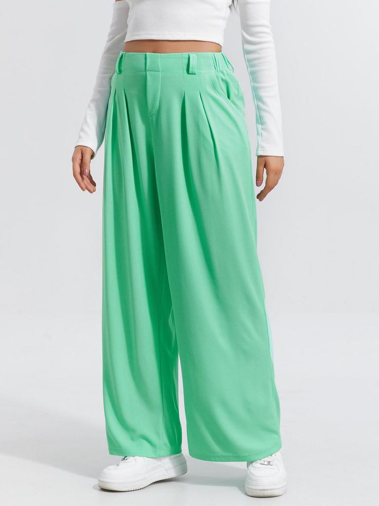 2025 Europese en Amerikaanse Dames Hoge Taille Wijde Pijp Elegante Casual Broek