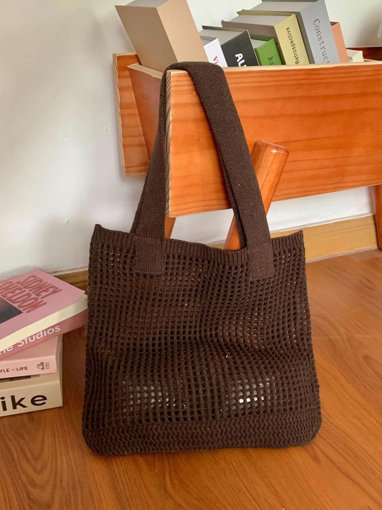 Bags Niche Versatile Knitted Bags Simple Woven Bags Mesh Hollow Women'S Shoulder Bags Tote Handbags