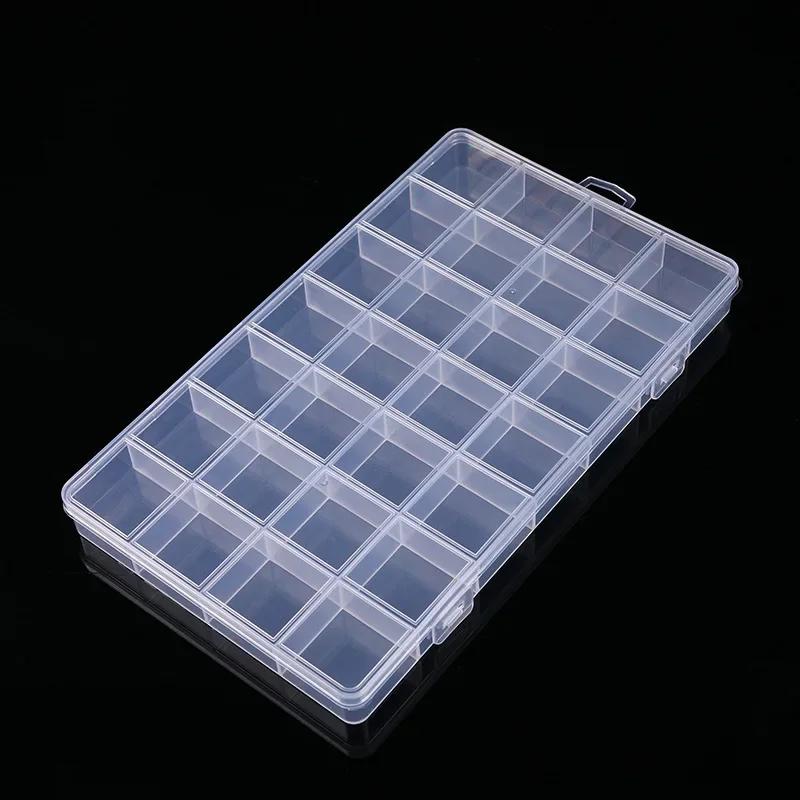 Plastic storage box with 28 compartments and slotted beads, anti string grid jewelry classification accessories booklet, jewelry