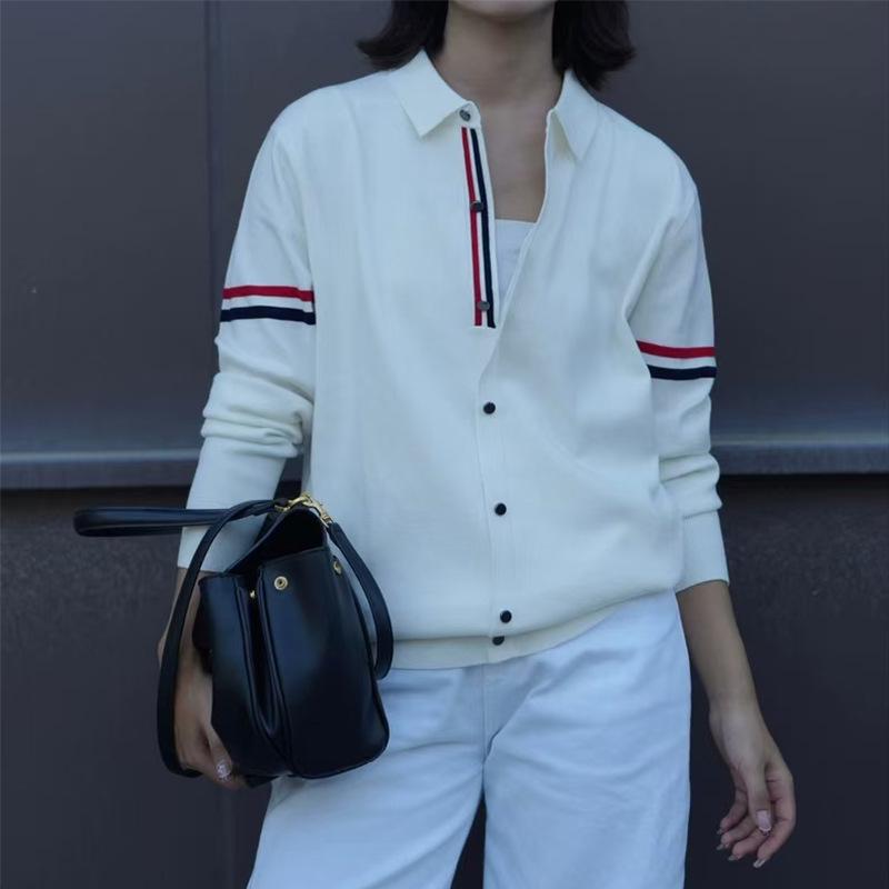 BROWIN2025 Autumn Lapel Striped Wool Sweater - Korean Style Casual Knitwear