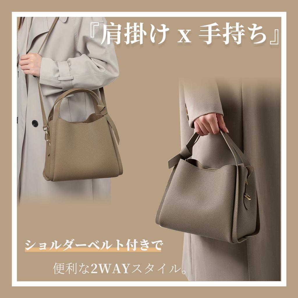 HUHUKEEP Women's 2-Way Handbag, Premium Genuine Leather, Large Capacity, Stylish Design, Casual, Simple, Popular, ShoulderHandbag, Khaki