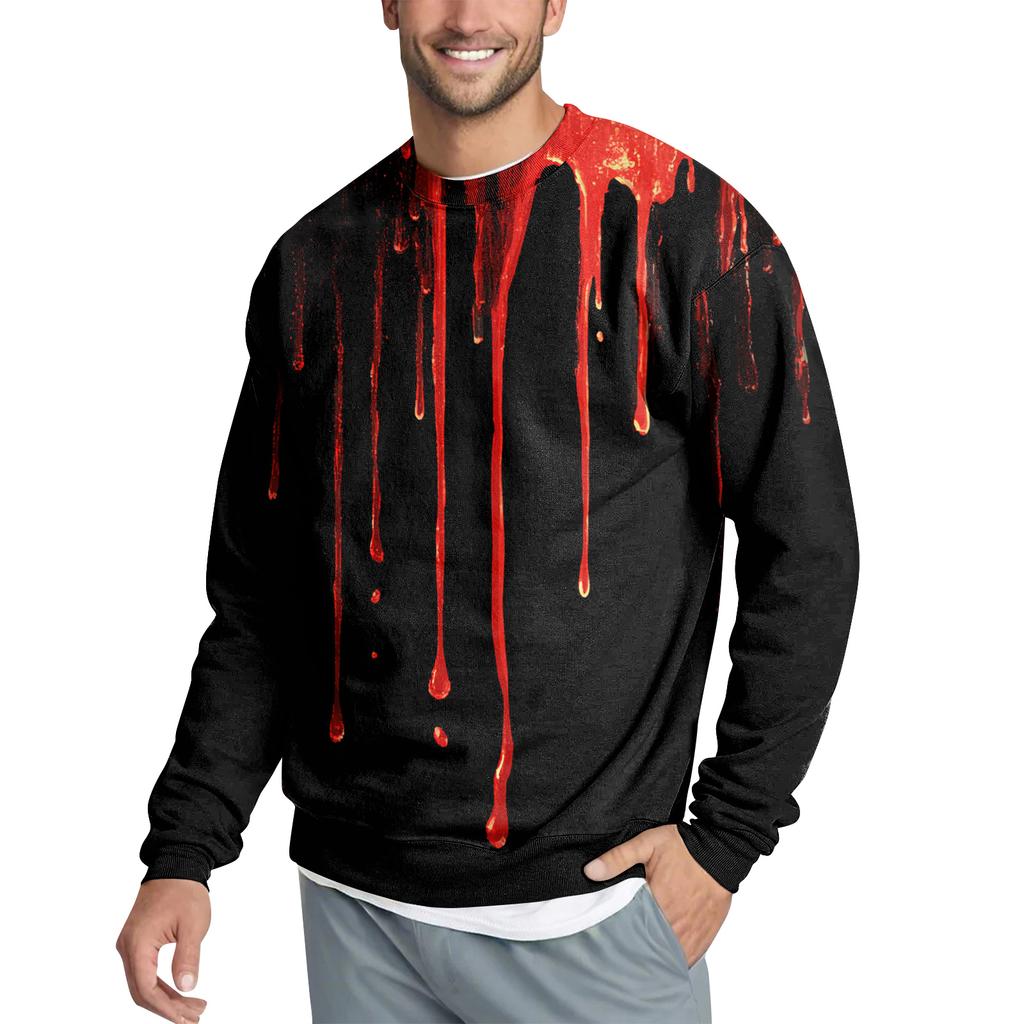 Men's Casual Fashion Printed Round Neck Pullover Sweatshirt