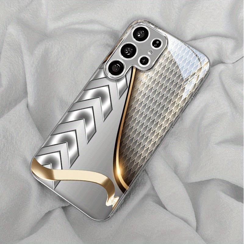 Custodia Rigida per Telefono in Vetro Metallico con Motivo Curvo Adatta per Samsung Galaxy S26 S25 S24 S22 S21 S20 FE/Ultra/Plus