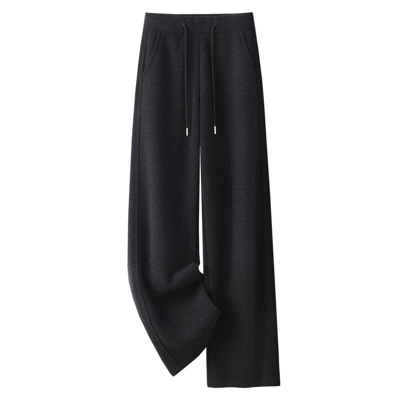 Ancola Red Women's High-Waisted Wool Wide-Leg Pants - 2024 Autumn/Winter Collection