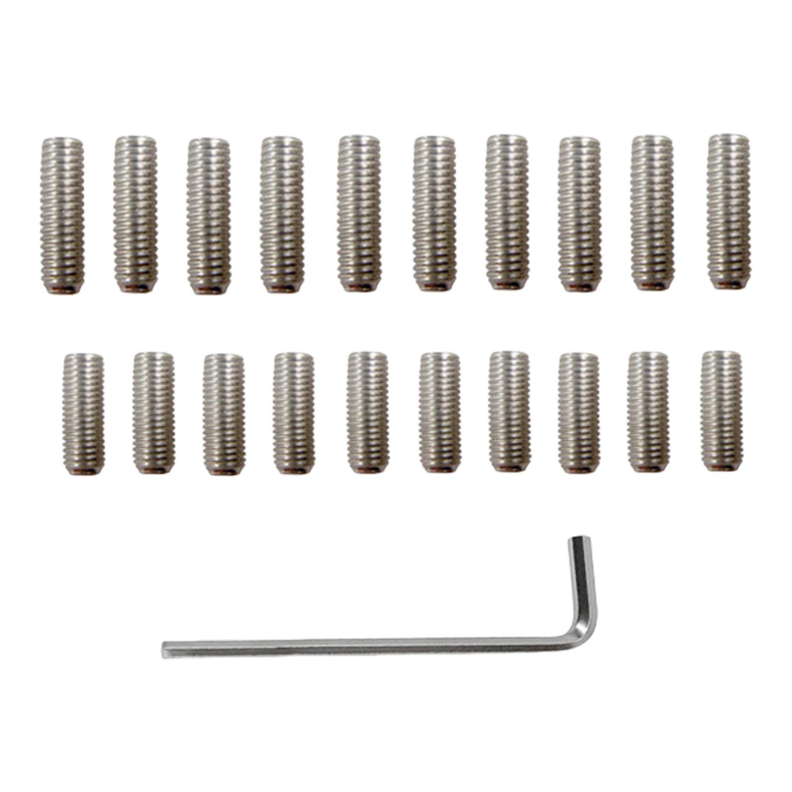 

20 шт. Винты для седла бриджа электрогитары из нержавеющей стали, винты для регулировки высоты седла бриджа гитары с ключом