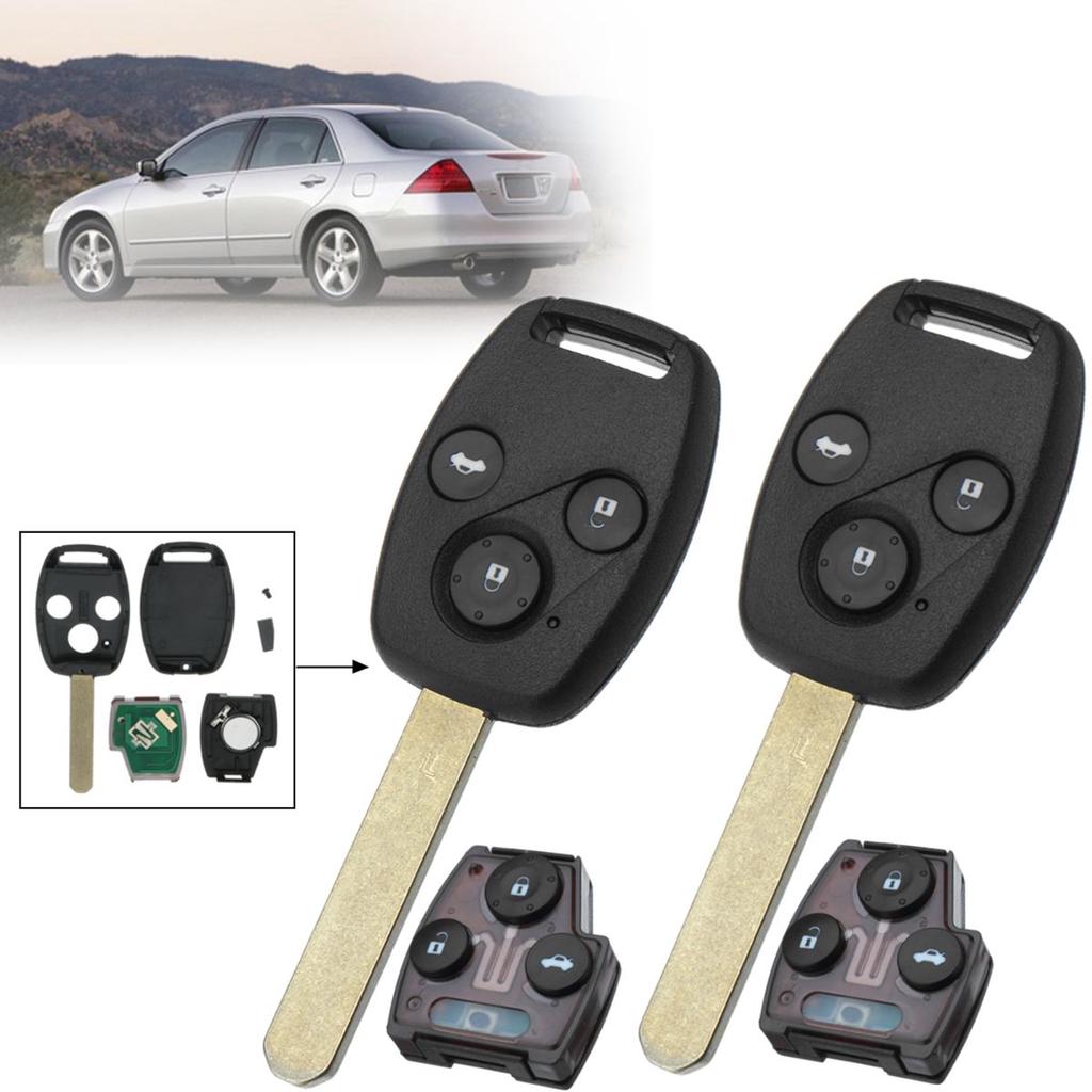 2Pcs 3 Buttons 313.8Mhz HON66 Car Remote Key Fob Case Shell with ID46