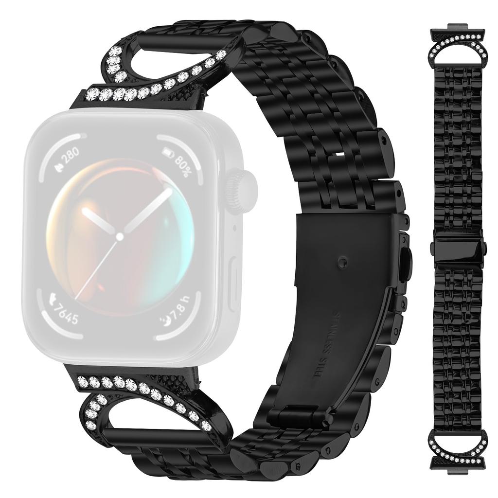 Watch Strap for Huawei Watch Fit 4 Pro/Fit 4/Fit 3 Seven Bead Stainless Steel Band with Rhinestone Ox Horn Style Connector