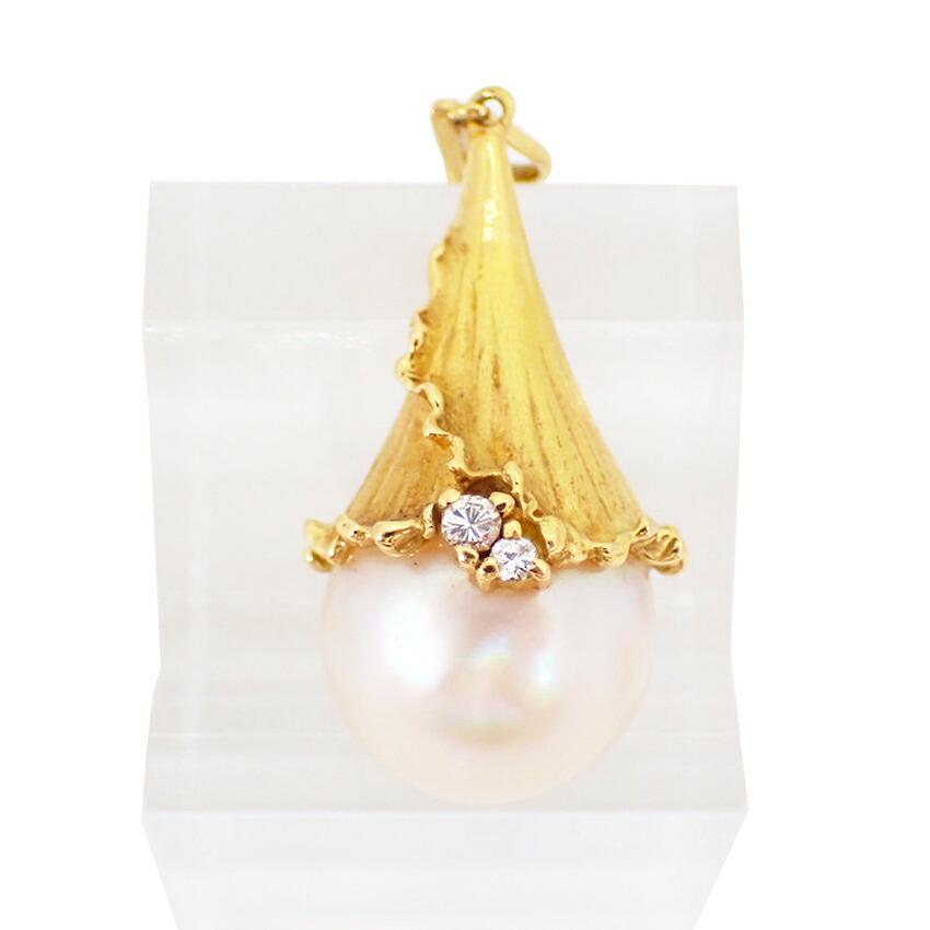 

[Used] TASAKI K18 pearl/diamond pendant top/g524-22