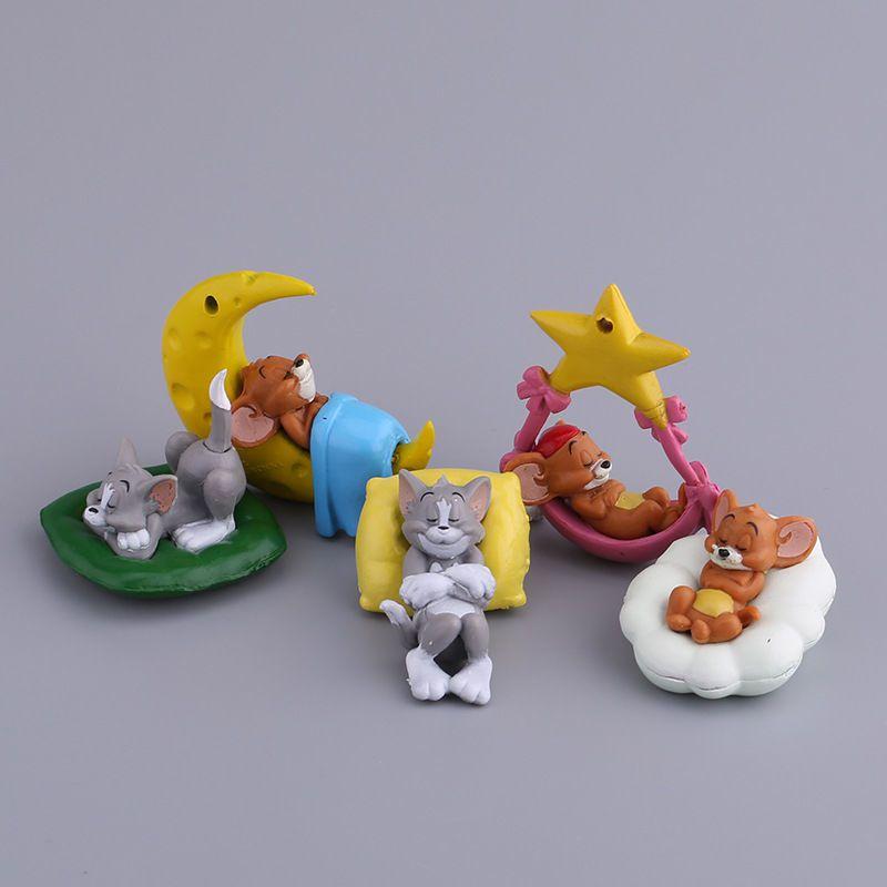And Jerry Tom Ornament Sleep Figure Childrens Toy Model 5pcs Material Diy