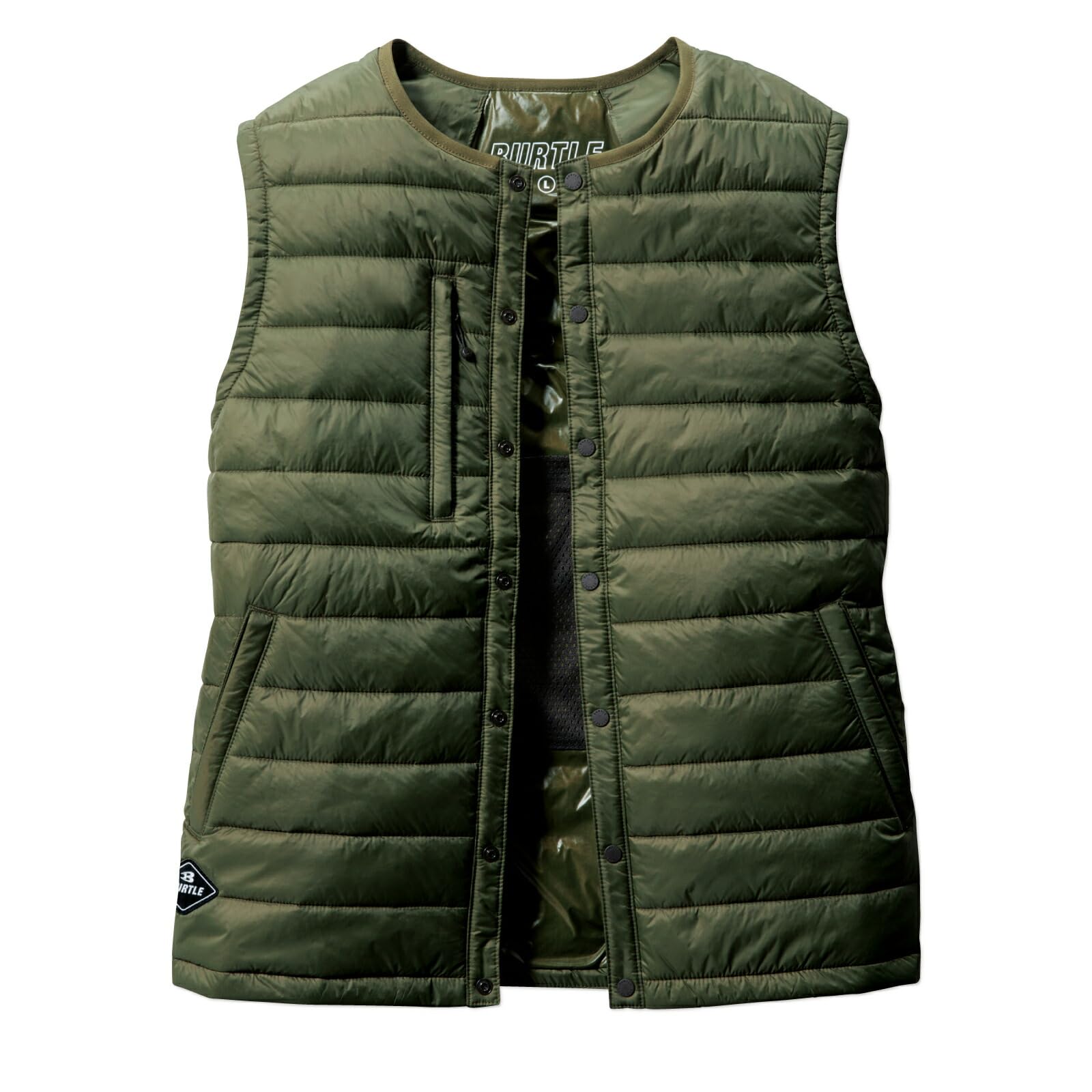 

BURTLE Down Vest for Men and Winter BURTLE Pro Uni Sticker Size Army L 3254, Water-Repellent, Lightweight, Cold-Wearing, Washable, Women, Workwear,