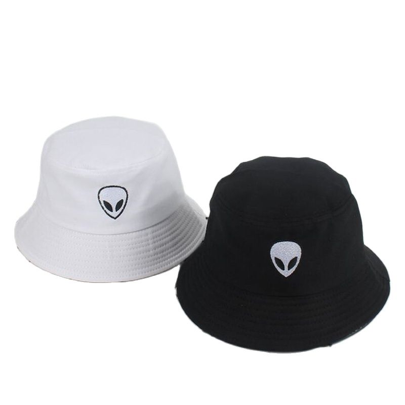 Summer Unisex Embroidery Alien Fisherman Cap for Men Women Outdoor Lightweight Breathable Sun Protection Bucket Hat F5