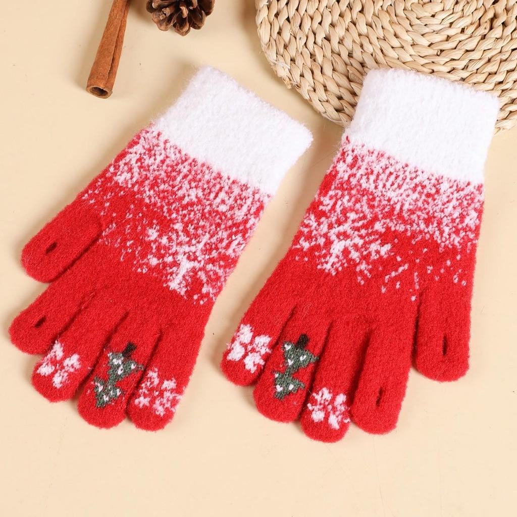 Damen Winter Touchscreen Plüsch Fahrradhandschuhe - Warm, Kältefest, Weihnachtsdesign