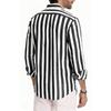 Men's   Long   Sleeves   Flip  Collar  Stripes  Loose  Shirt