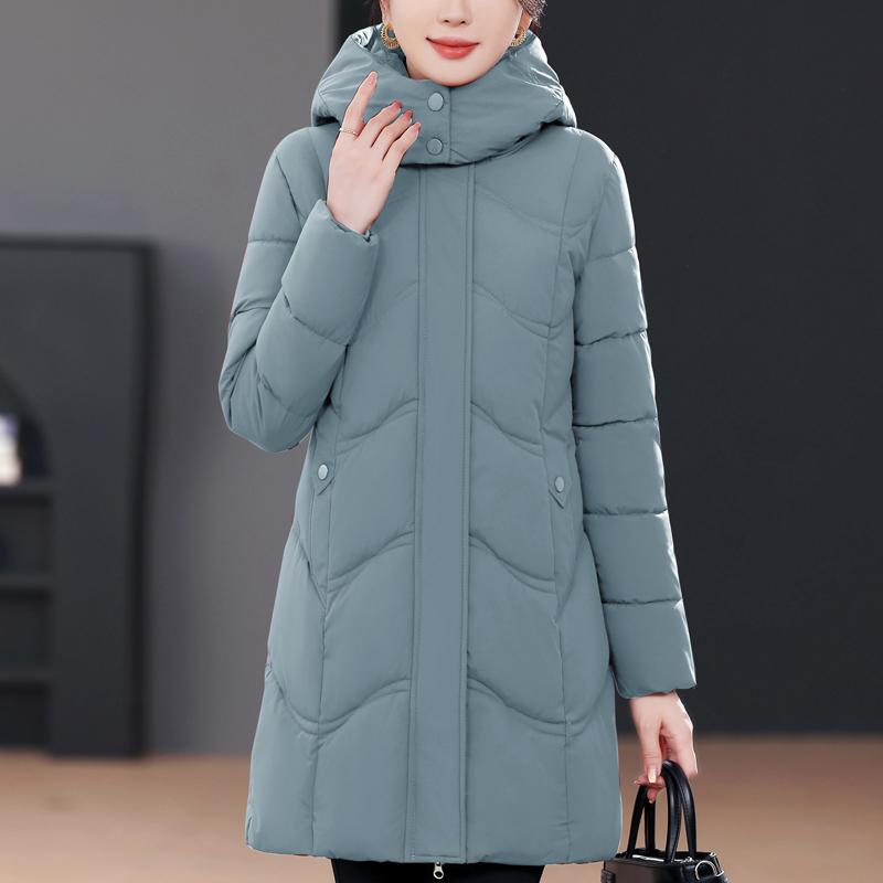 Middle Age Winter Long Coat Female Plus Size Parkas Hooded Elegant Thick Warm Woman Jackets