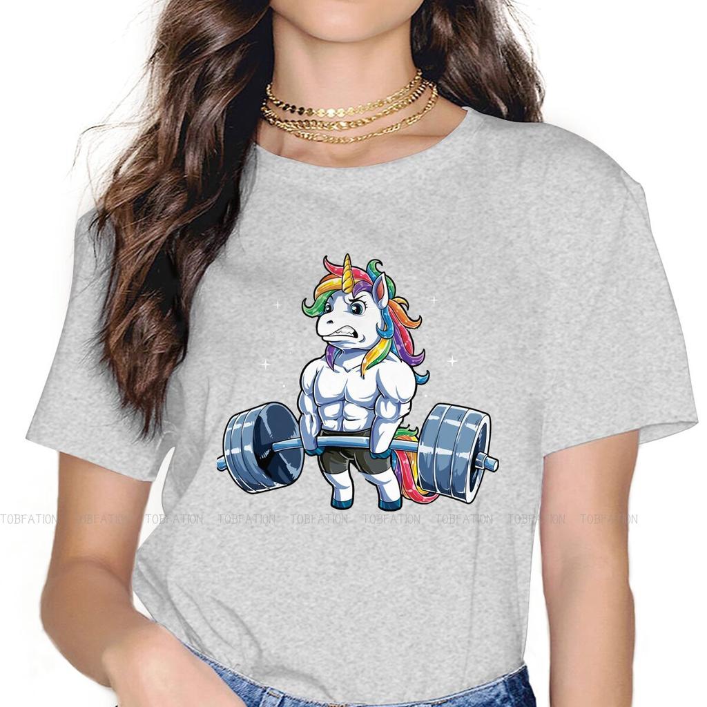 Unicorn Weightlifting Tshirt For Women Bodybuilding Pumping Gym Muscle Training Crossfit Tops Ladies T Shirt Soft Graphic