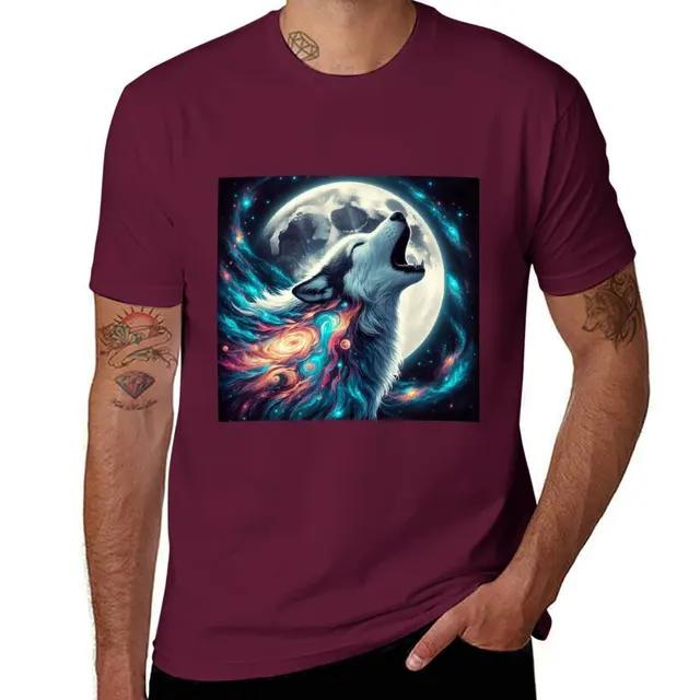 cosmic wolf howg at the moon TShirt plus size tops new edition kawaii clothes tshirts for Unisex L