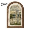 Clear Detailed Wood Wooden Floral Vintage Wall Framed Frame Painting Art Curved Arched Non-fading UV Print Art Rustic French