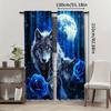 Wolf-Themed Polyester Pongee Room Darkening Curtains 2pcs Set - Contemporary Semi-Sheer Rod Pocket Drapes for Bedroom   Living Ro